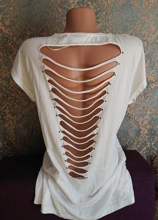 Женская футболка с разрезами на спине хлопок  р.44/46/48 блузка блуза4 фото