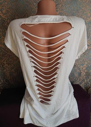 Женская футболка с разрезами на спине хлопок  р.44/46/48 блузка блуза6 фото