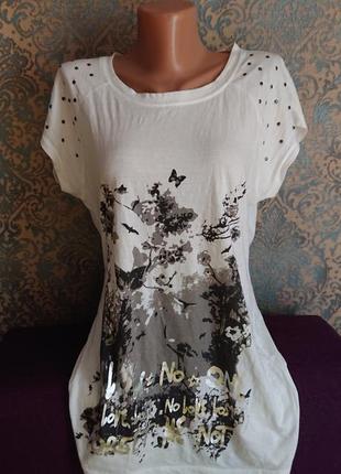 Женская футболка с разрезами на спине хлопок  р.44/46/48 блузка блуза7 фото