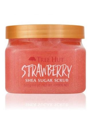 Органический сахарный скраб для тела "сладкая клубника" tree hut strawberry sugar scrub, 510г1 фото