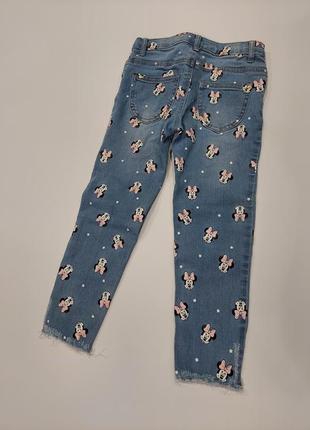 Оригинальные крутые джинсы с минни маус от disney светло-синий деним 5-6 лет4 фото