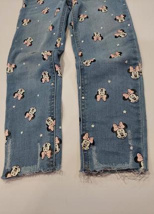 Оригинальные крутые джинсы с минни маус от disney светло-синий деним 5-6 лет9 фото