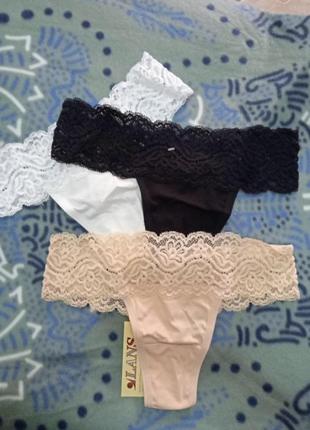 Бавовнянв стрінги з мереживом, рр.s,m,l,xl