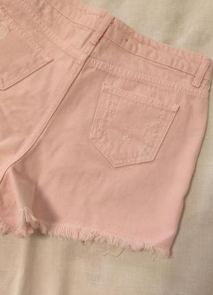 Нежно розовые рваные джинсовые шорты мом denimco5 фото