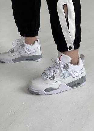 Nike air jordan 4 трендові чоловічі жіночі високі кросівки білі найк джордан мужские женские высокие белые кроссовки весна осень