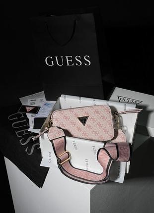 Сумка кроссбоді guess zippy snapshot pink