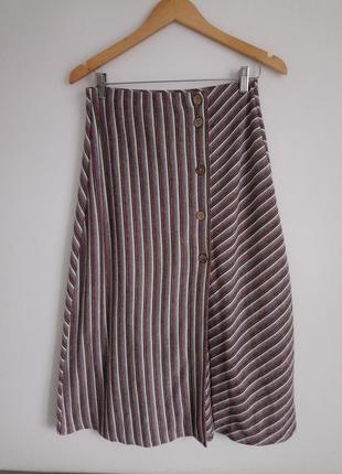 Меди юбка трикотаж полосы на пуговицах трапеция4 фото