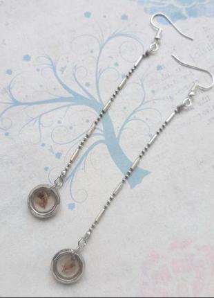 Серьги подвески длинные цвет висюльки бижутер цепоч ручн раб серёжки лаконич дизайн сер hand made панд