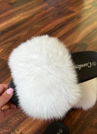 Тапулі з хутром хутряні тапці шльопки з хутром шлепки с мехом