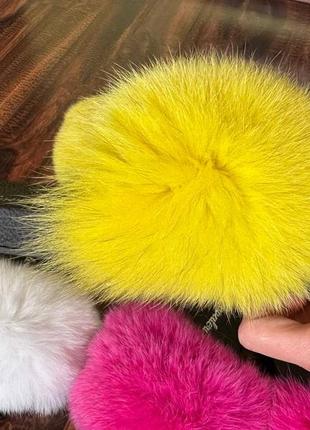 Тапулі з хутром хутряні тапці шльопки з хутром шлепки с мехом