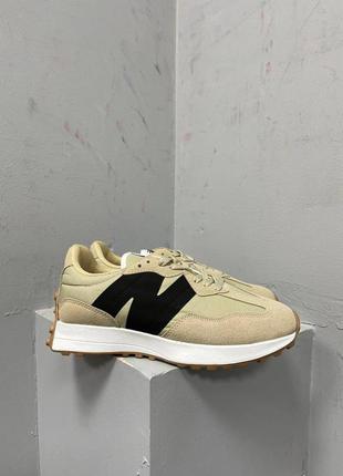Кросівки new balance 327 beige black logo / женские кроссовки нью беленс демисезонные