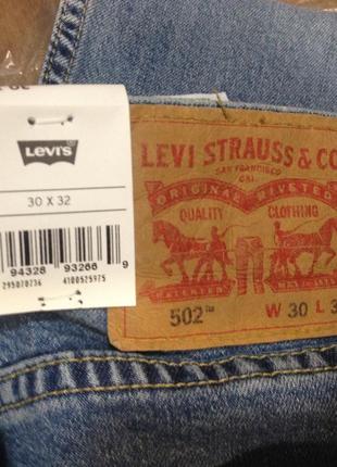 Джинсы levi's 502 regular taper fit davie ivy w30/l32(30) оригинал сша6 фото
