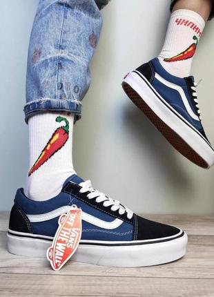 Женские кроссовки vans old skool navy blue white скидка sale / smb