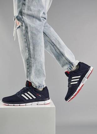 Мужские кроссовки adidas climacool dark blue white red, логоловая обувь, кроссовки