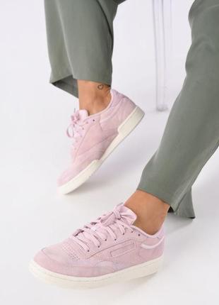 Reebok оригинал замшевые розовые кроссовки с сиреневым шиммером1 фото