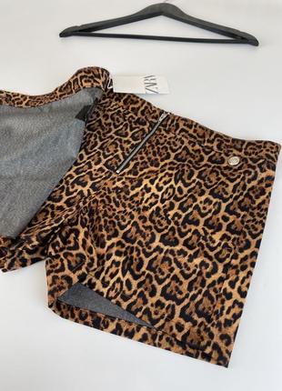 Юбка-шорты zara m, леопардовый принт юбка zara шорты5 фото