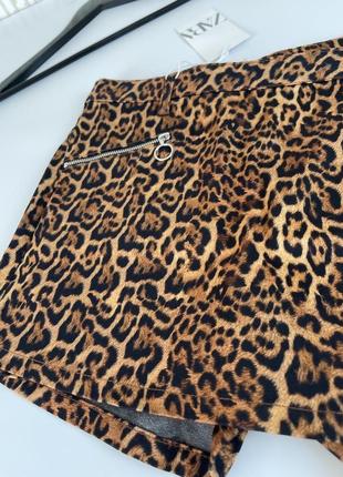 Юбка-шорты zara m, леопардовый принт юбка zara шорты6 фото
