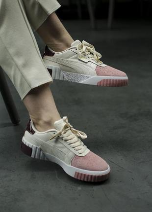 Женские кроссовки puma cali basket white pink red brown скидка sale / smb9 фото