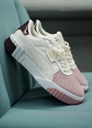 Женские кроссовки puma cali basket white pink red brown скидка sale / smb10 фото