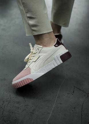 Женские кроссовки puma cali basket white pink red brown скидка sale / smb1 фото