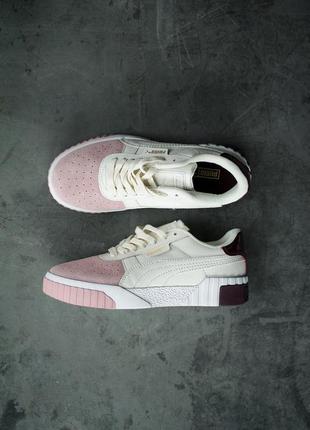 Женские кроссовки puma cali basket white pink red brown скидка sale / smb3 фото