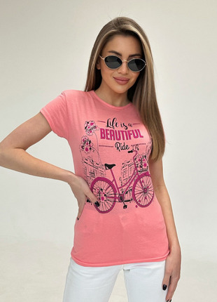 Молодежная футболка с велосипедом принт яркая 8 цветов6 фото