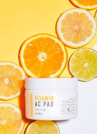 A'pieu vitamin ac pad пілінг диски для очищення шкіри обличчя з ксилотами