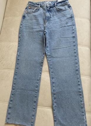 Прямые джинсы с высокой посадкой zara5 фото