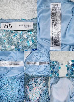 Прекрасна яскрава блискуча сукня zara 2488 / 129 / 400 блакитного кольору eur m