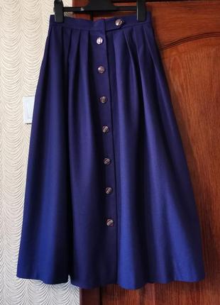 Шерстяная винтажная миди юбка на пуговицах длинная юбка шерсть шерстяное юбка макси3 фото