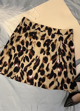 Юбка леопардовая мини юбка юбка в леопардовый принт3 фото