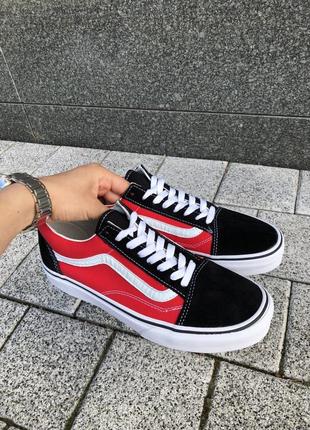 Vans old skool класичні кеди венс червоні/чорні чоловічі жіночі унісекс знижка скидка женские мужские кеды красные/черные лето весна 41 ; 432 фото