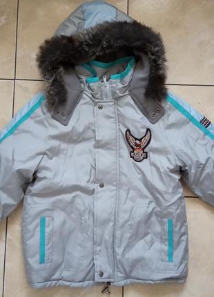 Довга куртка дитяча демі на флісі 134 р.