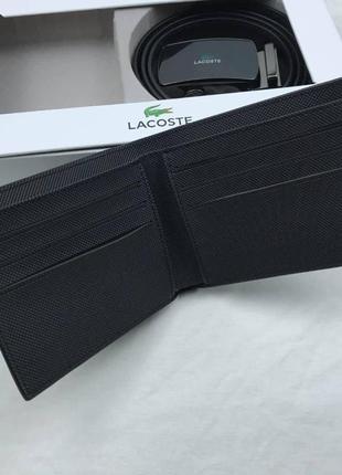 Подарочный набор lacoste мужской ремень + кошелек черный5 фото