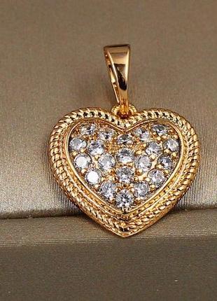 Кулон xuping jewelry сердечко в широком обрамлении 1.5 см золотистый