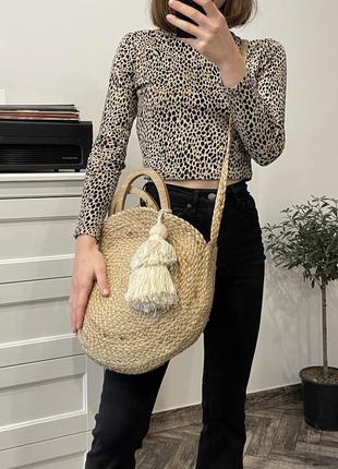 Zara сумка плетена джгутова через плече кругла