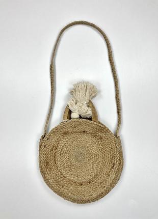 Zara сумка плетена джгутова через плече кругла4 фото