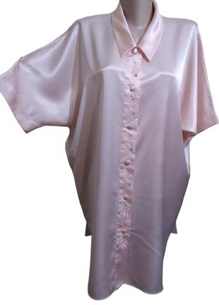St. michael, ночная рубашка с вышивкой, атласная.3 фото