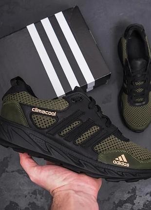 Кросівки чоловічі adidas climacool olive шкіра-сітка