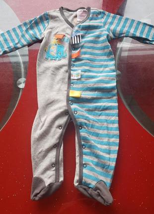 Bright starts taggies сша  человечек слип комбинезон с бирками хлопок мальчику 3-6-9м м 62-68-74см новый