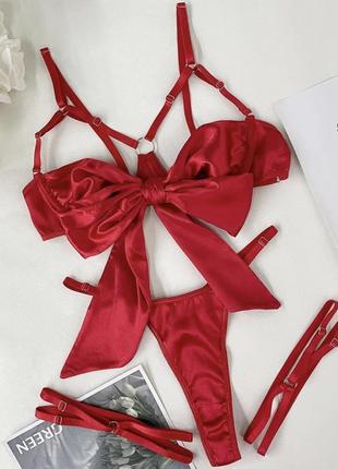 Червоний набір еротичної білизни на новий рік2 фото