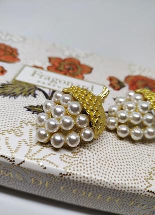 Розкішні сережки жолудь під матове золото ретро вінтаж кульчики кластери пусети7 фото