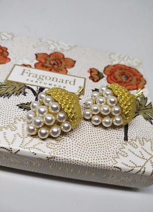 Розкішні сережки жолудь під матове золото ретро вінтаж кульчики кластери пусети5 фото