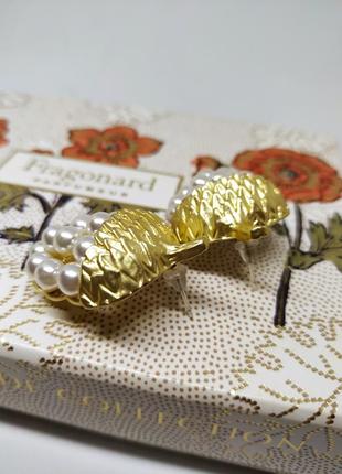 Розкішні сережки жолудь під матове золото ретро вінтаж кульчики кластери пусети9 фото