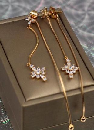 Серьги гвоздики xuping jewelry роза ветров 9 см  золотистые