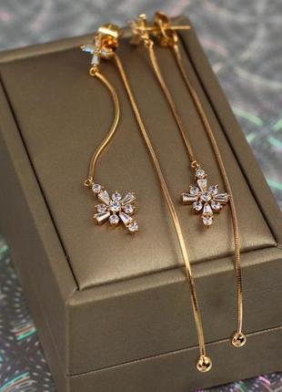 Сережки гвоздики xuping jewelry троянда вітрів 9 см золотисті3 фото