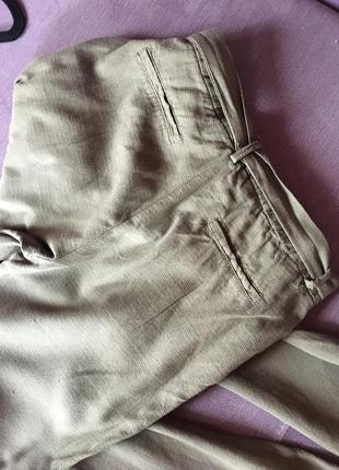 Трендовые брюки zara хаки с пояском ( котон ) с маленьким нюансом4 фото