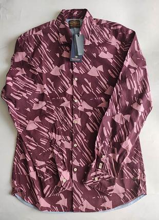 Рубашка scotch&soda l сotton slim fit  бордовая принт