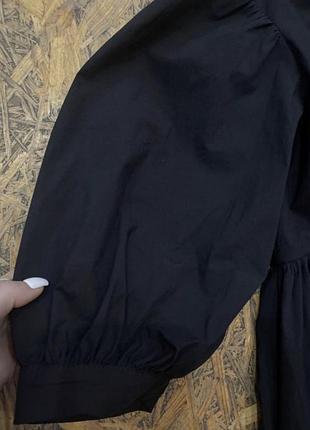 Хлопковое платье зефирка пышное платье чёрное короткое платье с пышными рукавами платье с...