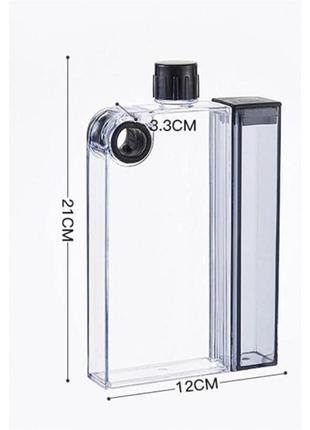Плоска пляшка для води з контейнером а5 box, 400 мл, чорна3 фото
